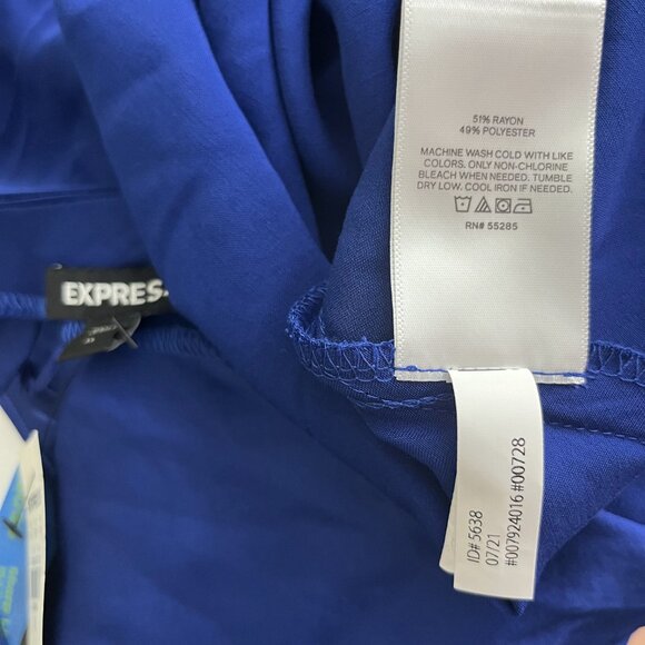 2/$30 NWT Express Satin Cowl Neck Midi Slip Dress Royal Blue XL #8812 - Picture 6 of 8